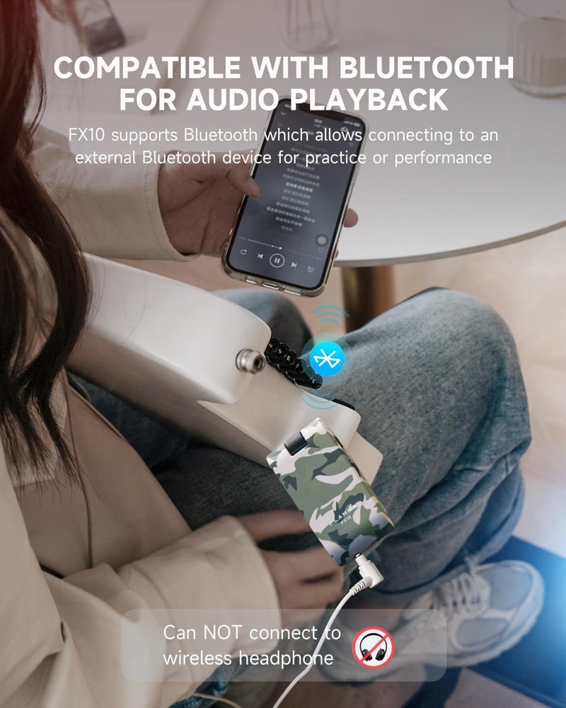 FLAMMA Guitar Headphone Amp Portable with 28 Drum Grooves 14 Built-in Effects 14 Amplifier Models 5 Tone Colors Support Bluetooth USB Audio Recording and Playback OTG Function Home Practice - Image 2